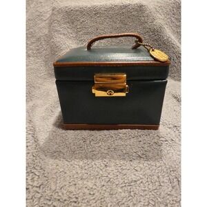Luxury Wolf Designs Jewelry Box Chest Green Leather Travel Handle Vintage